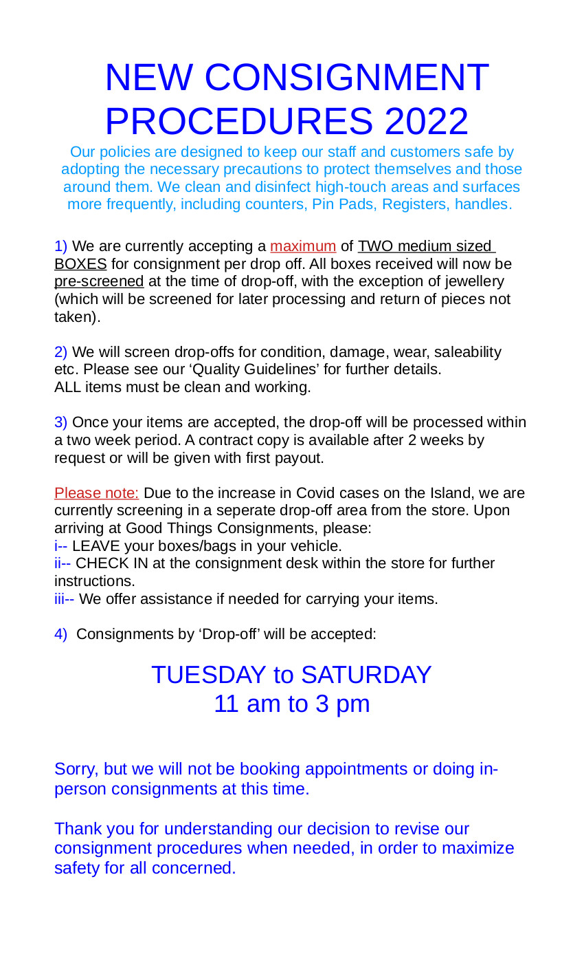 Good Things Consignments Finding new homes for 'good things' since 1994